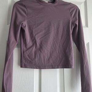 Aeropostale Mauve Cropped Long Sleeve Top Fitted Basic Soft Tee Size S
